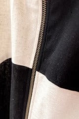 Black & Beige Color Block Zip-Up Shirt – Half Sleeve Abstract Circle Casual Top