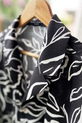 Black Floral Print Button-Down Shirt – Half Sleeve Casual Collared Top